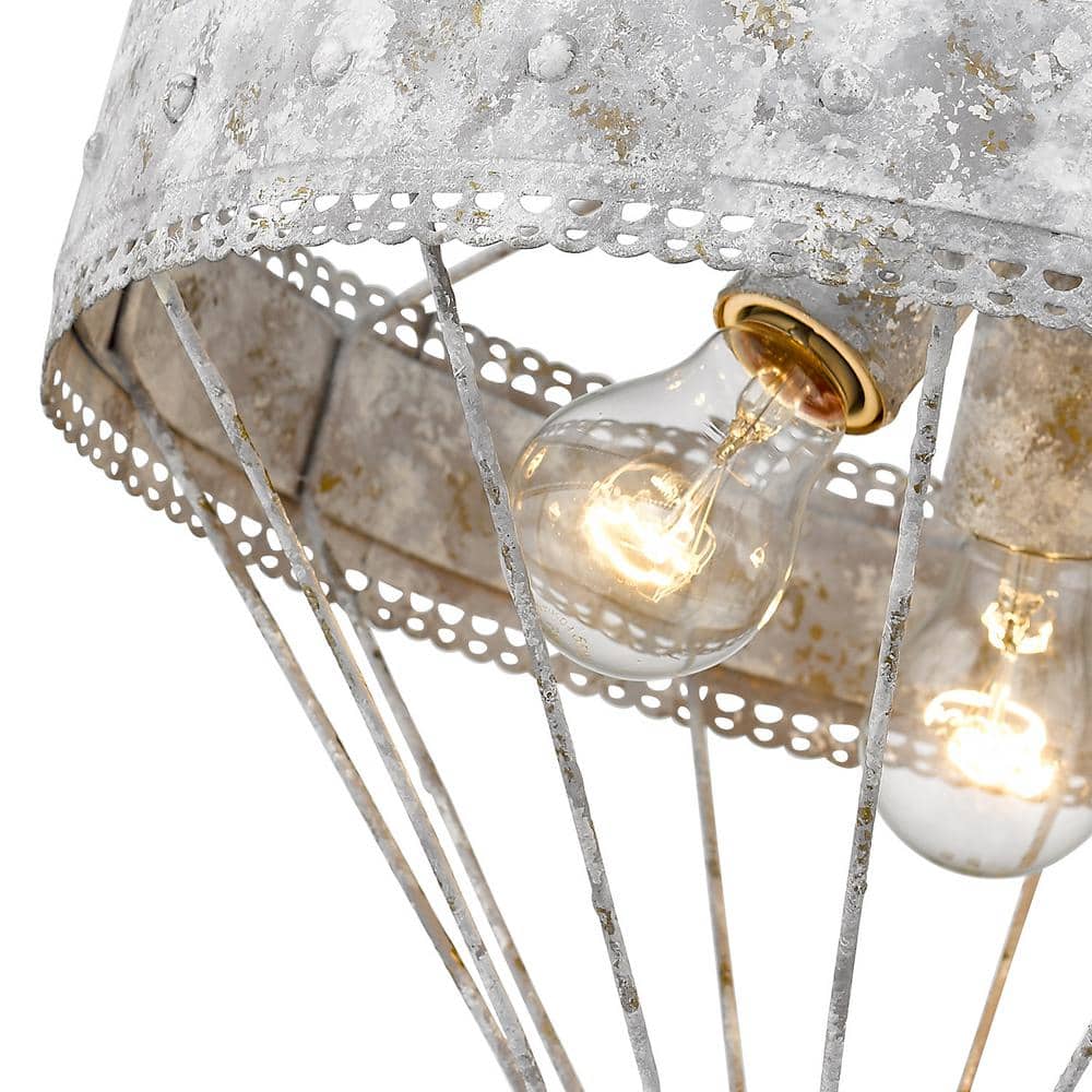Rustic White and Gold Metal Semi-Flush Ceiling Light
