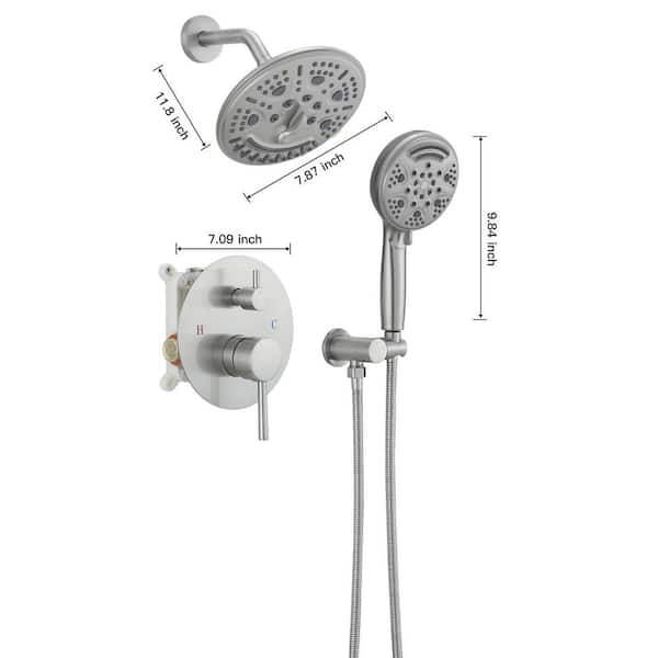 HOMEMYSTIQUE Single Handle 8-Spray Round Shower Faucet 2.5 Gpm