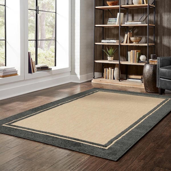 Bondi Charcoal 8 ft. x 11 ft. Outdoor Patio Area Rug