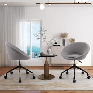 Set of 2 Swivel Home Office Chair Adjustable Accent Chair with Flexible Casters Grey
