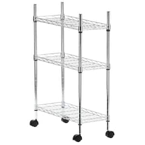 Chrome 3-Tier Rolling Metal Garage Storage Shelving Unit (10 in. W x 30 in. H x 4 in. D)