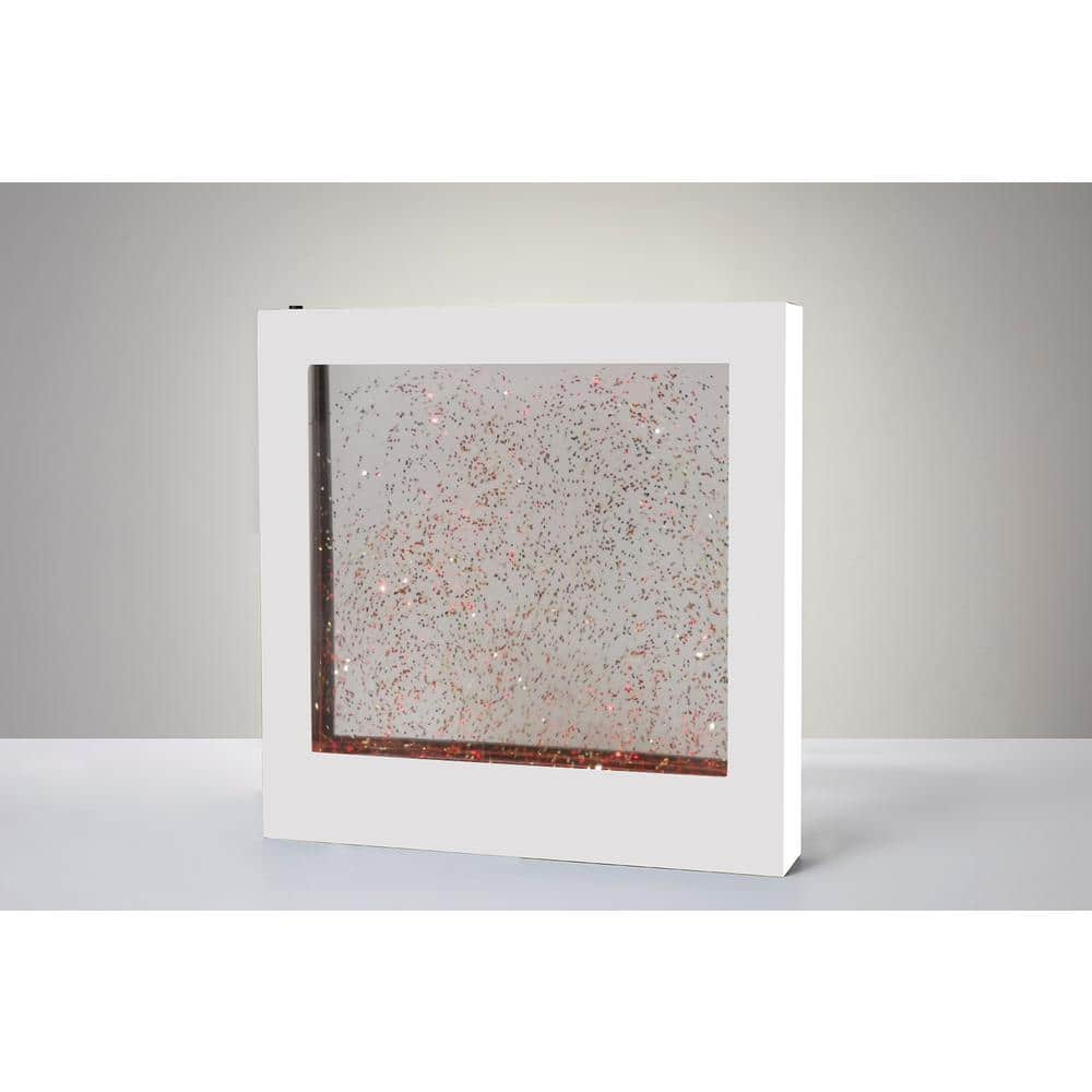 Simplee Adesso 9 in. White Glitter Light Box Lamp SL3984-02