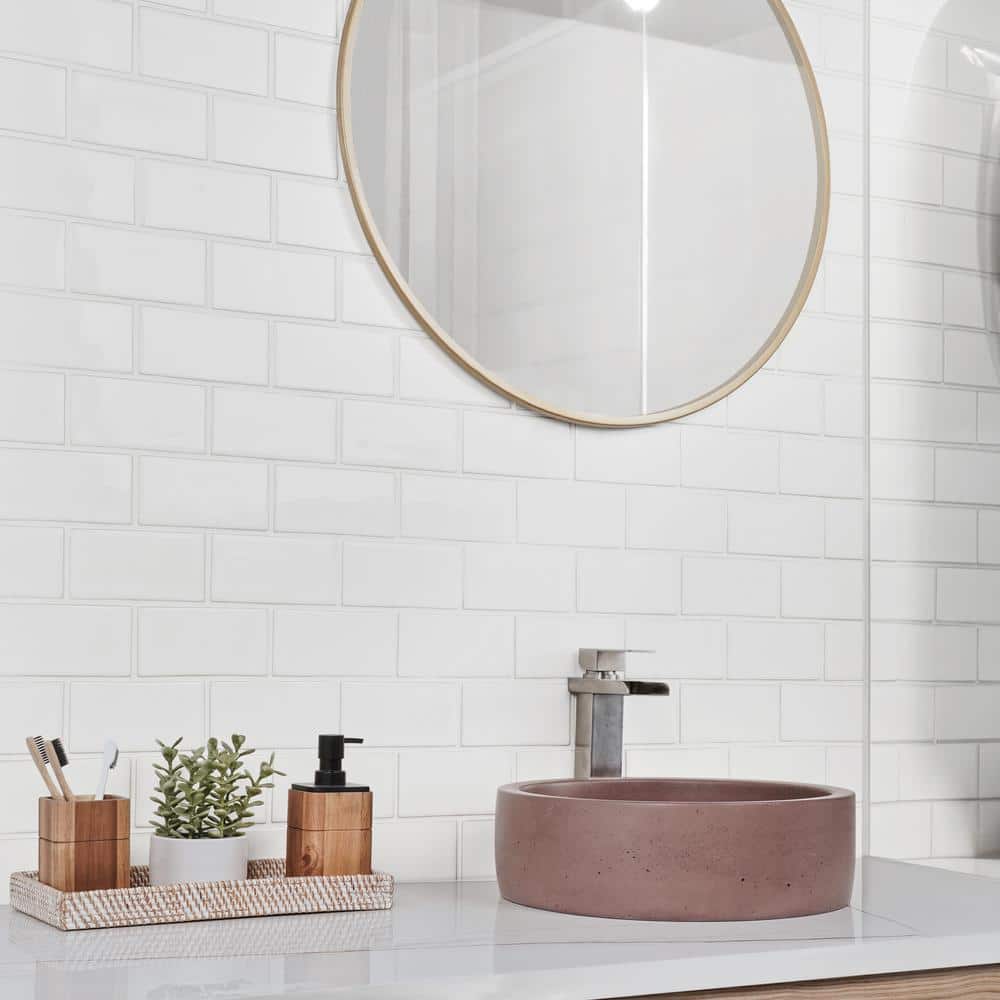 Natural White 3" x 6" Matte Glass Subway Tile