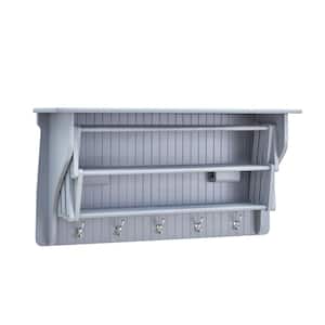 36 in. Light Grey Wall Retractable Accordion Drying Rack