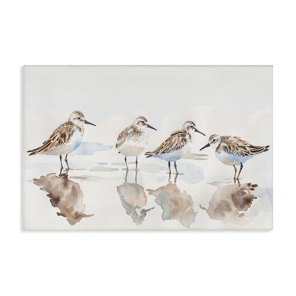 Sandpipers Shore Reflection by Petal Prints Design Unframed Animal Graphic Art Print 24 in. x 36 in.