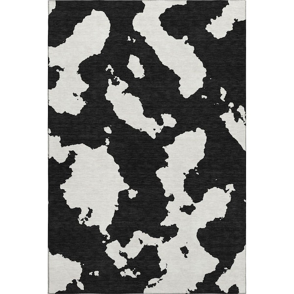 Addison Rugs Mayfield Premium Machine Washable Abstract AMF975 Black 9 ft. x 12 ft. Area Rug