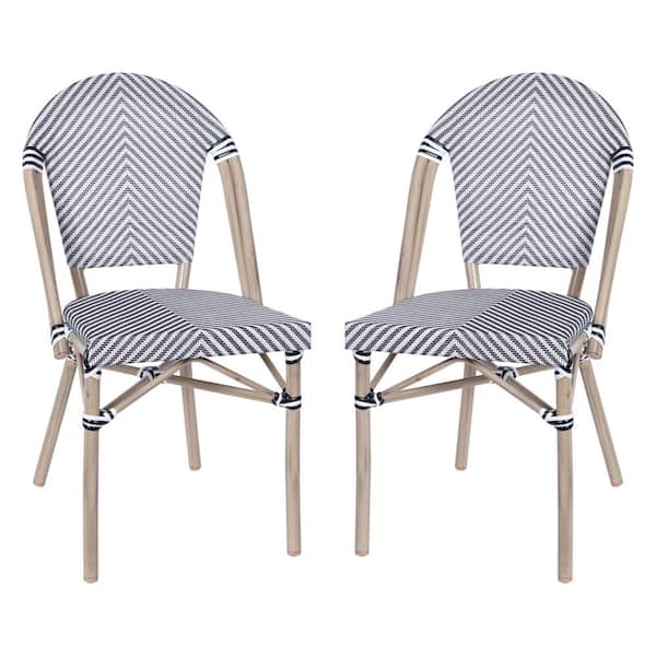 Carnegy Avenue Brown Aluminum Outdoor Dining Chair in White Set of 2