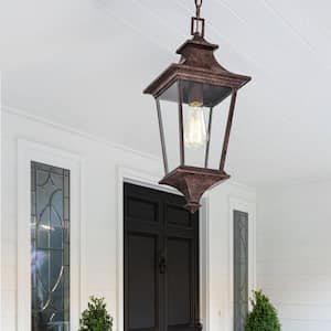 1-Light Tannery Bronze Finish Die-Cast Aluminium Outdoor Pendant Light with Clear Glass