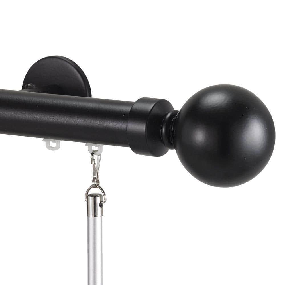 Tekno 25 Decorative 48 in. Traverse Rod in Distressed Wood with Ball 28 Fin