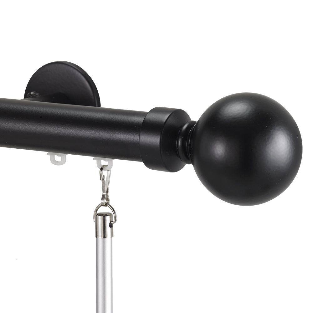 Tekno 25 Decorative 60 in. Traverse Rod in Distressed Wood with Ball 28 Fin