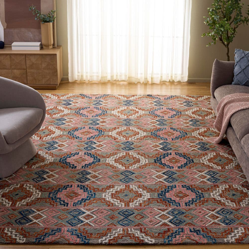 Aspen 9 ft. x 9 ft. Square Orange/Fuchsia Geometric Diamond Area Rug price history on PriceWatchPro