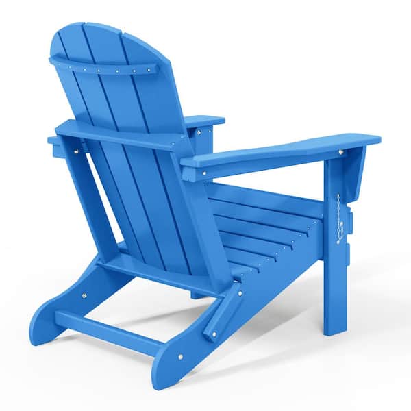 WESTIN OUTDOOR Laguna Fade Resistant Outdoor Patio HDPE Poly Plastic Classic Folding Adirondack Lawn Chair in Pacific Blue 2001081