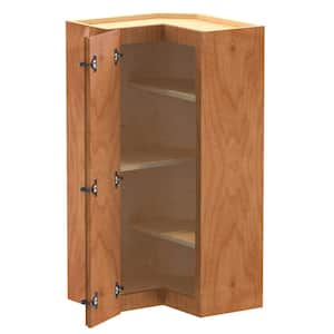 Newport 21 in. W x 21 in. D x 42 in. H Assembled Plywood Wall Kitchen Corner Cabinet in Cinnamon Stained with Shelves