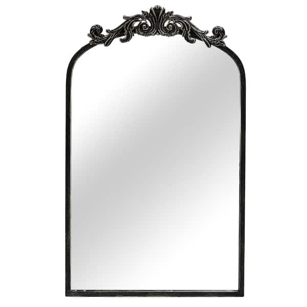 LuxHomez 24 in. W x 35.8 in. H Black Vintage Arched Metal Frame