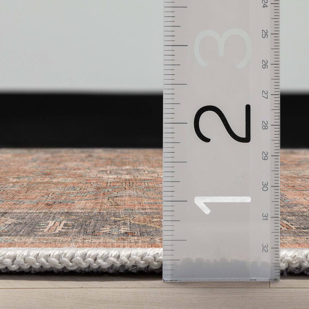 Serene Coral Oriental Easy-Care Polyester 9'10" x 13' Area Rug