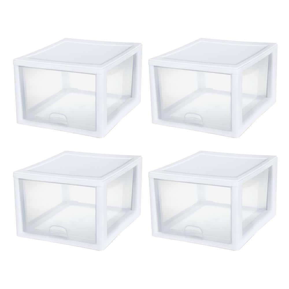 27 qt. Plastic Modular Stacking Storage Drawer Container in Clear, 4 Pack price history on PriceWatchPro