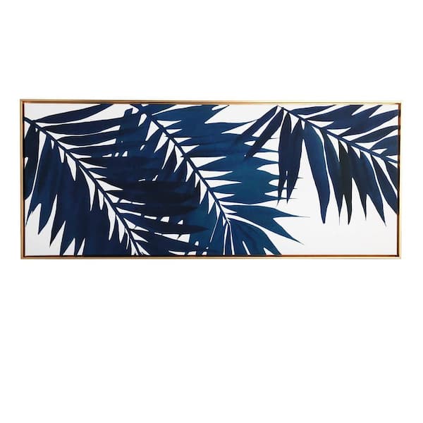 Unbranded Blue Palms Floating Canvas Nature Tropical Art Print 19 in. x 45 in.