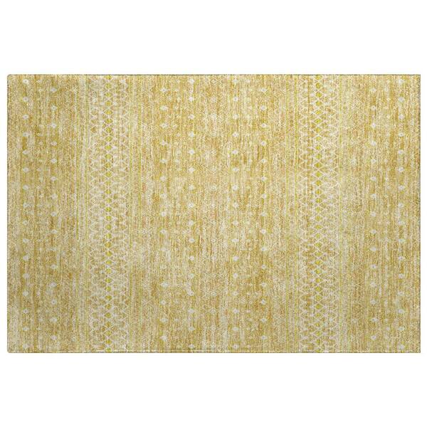 Dream Shag Premium Machine Washable Abstract ADS709 Gold 2 ft. x 3 ft. Accent Rug