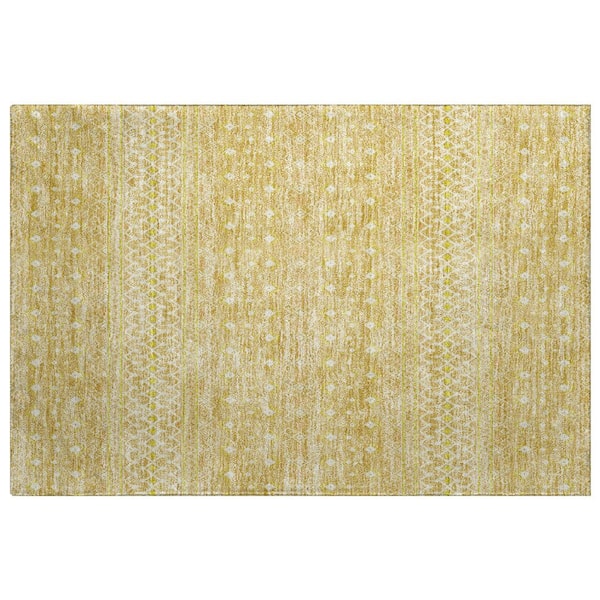 Dream Shag Premium Machine Washable Abstract ADS709 Gold 3 ft. x 4 ft. Area Rug