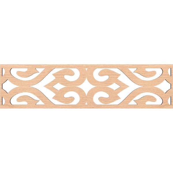 Ekena Millwork Keene Fretwork 0.375 in. D x 47 in. W x 12 in. L Red Oak Wood Panel Moulding