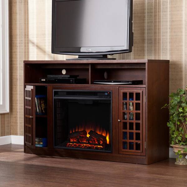 Unbranded Alford 48 in. W Media Stand Electric Fireplace in Espresso