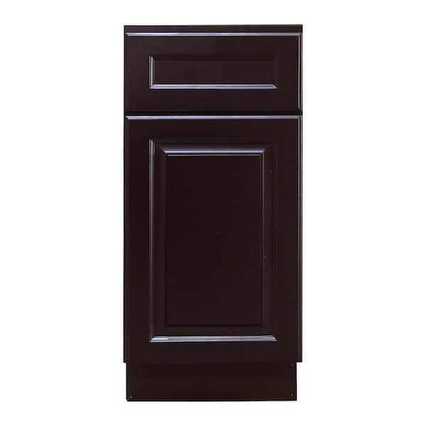 LIFEART CABINETRY LaPort Assembled 9 in. x 34.5 in. x 24 in. Base Cabinet with 1 Door and 1 Drawer in Dark Espresso