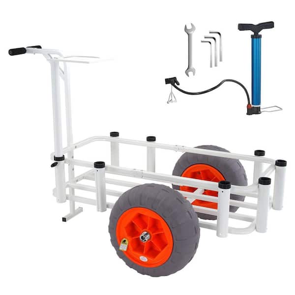 3.5 cu. ft. Steel Fish Cart, 16 in. Big Wheel PU Tires, Marine Beach Wagon, Heavy-Duty Garden Cart