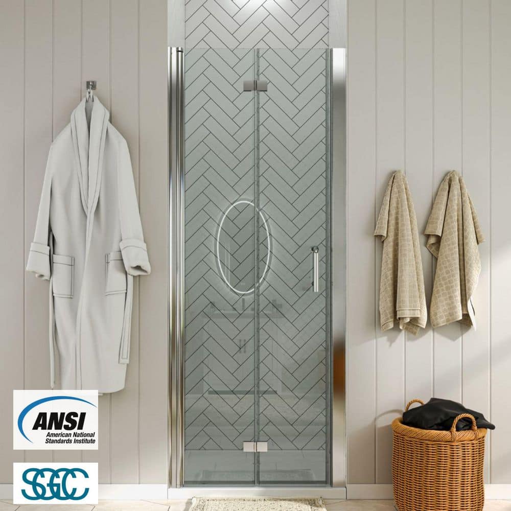 34 to 35-1/2 in. W x 72 in. H Bi-Fold Frameless Shower Doors in Chrome with Clear Glass price history on PriceWatchPro