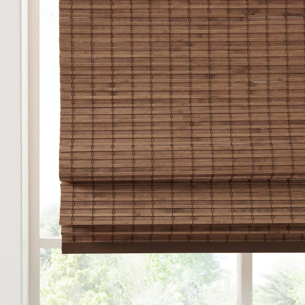 Teak Brown Cordless Bamboo Light Filtering Roman Shade
