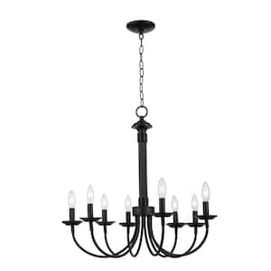 Candle 8-Light Black Candle Chandelier Light Fixture