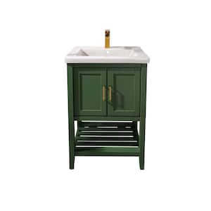 24 in. W x 18.5 in. D Vanity in Vogue Green with Ceramic Vanity Top in White with White Basin