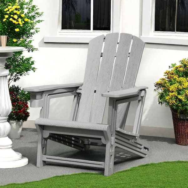 GWRGWR Grey Lightweight Outdoor Plastic Patio Adirondack Chair, Assembles without Screws(Set of 1)
