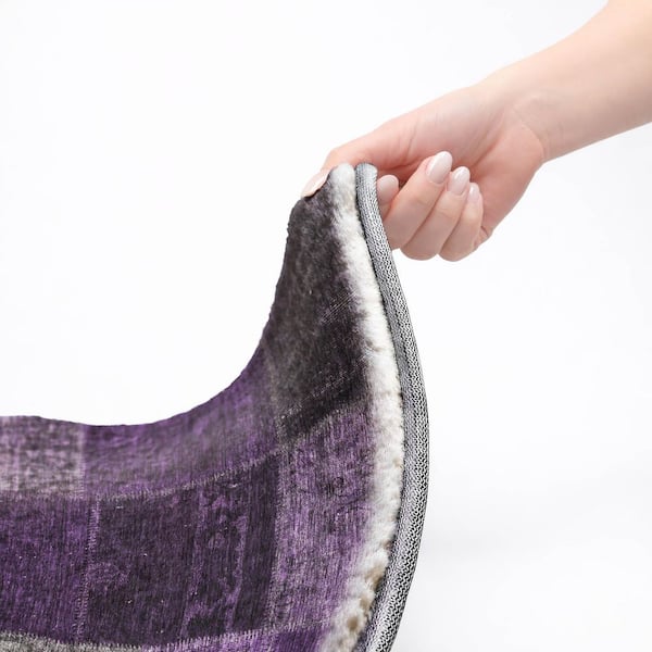 Dream Shag Premium Machine Washable Abstract ADS663 Eggplant 9 ft. x 12 ft. Area Rug