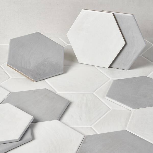 Ivy Hill Tile Haywood Hex White 7.80 in. x 8.89 in. Polished Porcelain Wall Tile (9.04 sq. ft./Case)