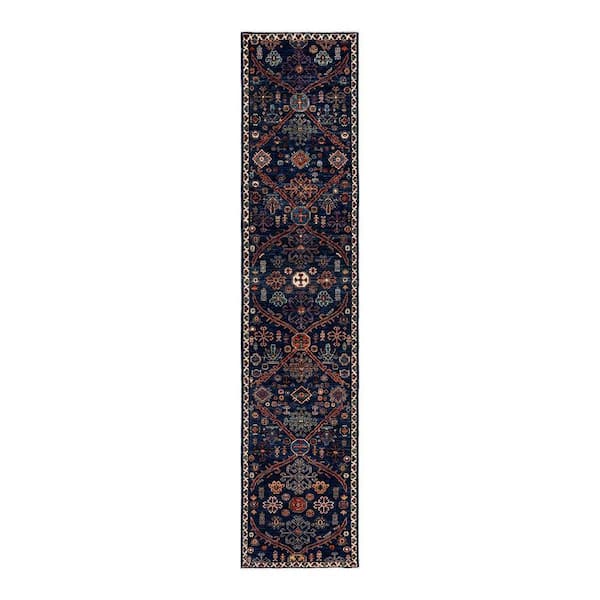 Serapi Traditional Blue 2 ft. x 10 ft. Runner Hand Knotted Tribal Area Rug