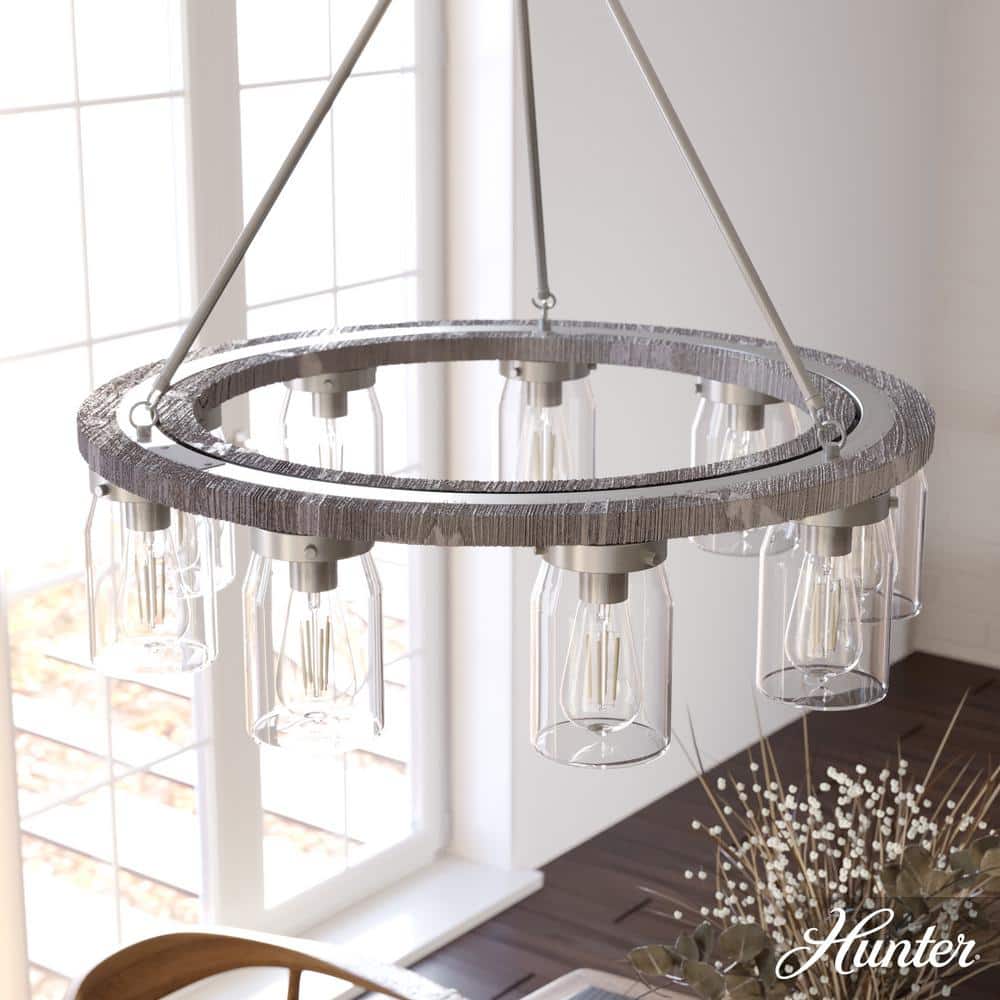 Devon Park Brushed Nickel 9-Light Rustic Wagon Wheel Chandelier