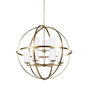 Alturas 9-Light Satin Brass Modern Contemporary Hanging Globe Dining Room Chandelier