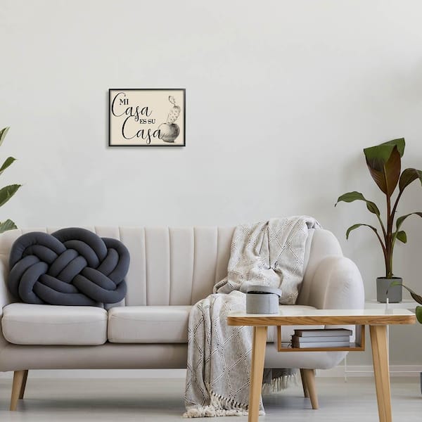 11 in. x 14 in. "Mi Casa es Su Casa Tan Spanish Cactus Drawing" by Artist Daphne Polselli Framed Wall Art