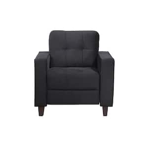 33.8 in Wide Square Arm Velvet Modern Straight Sofa In Black(2-Seats)