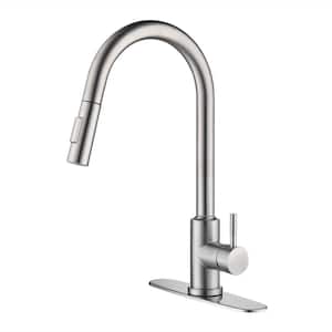 Single Handle Smart Touch On Pull Down Sprayer Kitchen Faucet with Advanced Spray 304 Stainless Steel in Brushed Nickel