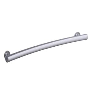 34 in. x 1.875 in. Curved Bar with Wide Grip in Matte Silver