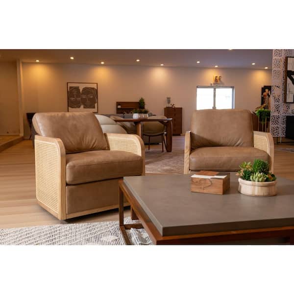 Divani Casa Danson Modern Tan Leather Arm Chair
