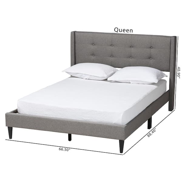 Baxton Studio Casol Gray Wood Frame Queen Platform Bed 224 13088