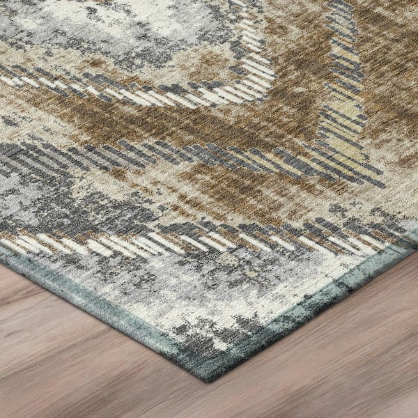 Chantille Machine Washable Indoor/Outdoor Abstract ACN2927 Chocolate 2 ft. x 7 ft. Runner Rug