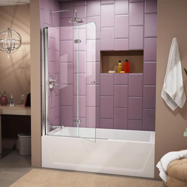 Aqua Fold 36 in. x 58 in. Frameless Hinged Tub Door in Chrome Aqua Fold 36 in. x 58 in. Frameless Hinged Tub Door in Chrome
