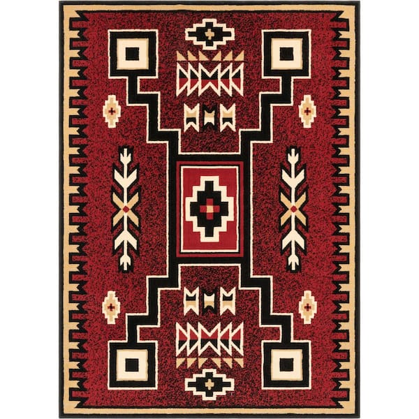 Well Woven Persa Cheyenne Tribal Southwestern Medallion Red 5 ft. 3 in. x 7 ft. 3 in. Area Rug