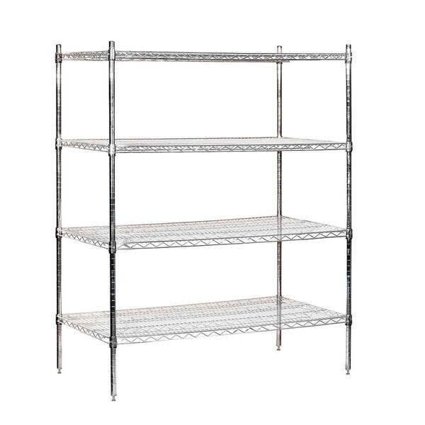 Salsbury Industries Chrome 3-Tier Wire Shelving Unit (48 in. W x 63 in. H x 24 in. D)