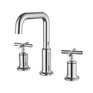 8 in. Widespread Deck Mount 2-Handle Bathroom Faucet in Polished Chrome