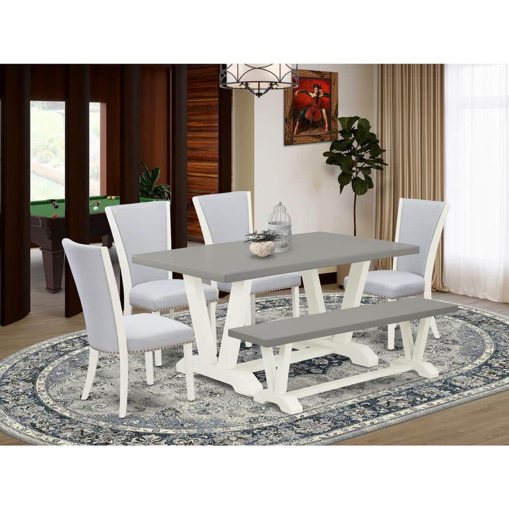 6-Piece Natural Oak Finish Solid Wood Top dining Table with 1-Bench and 4-Chairs with Lattice Back price history on PriceWatchPro