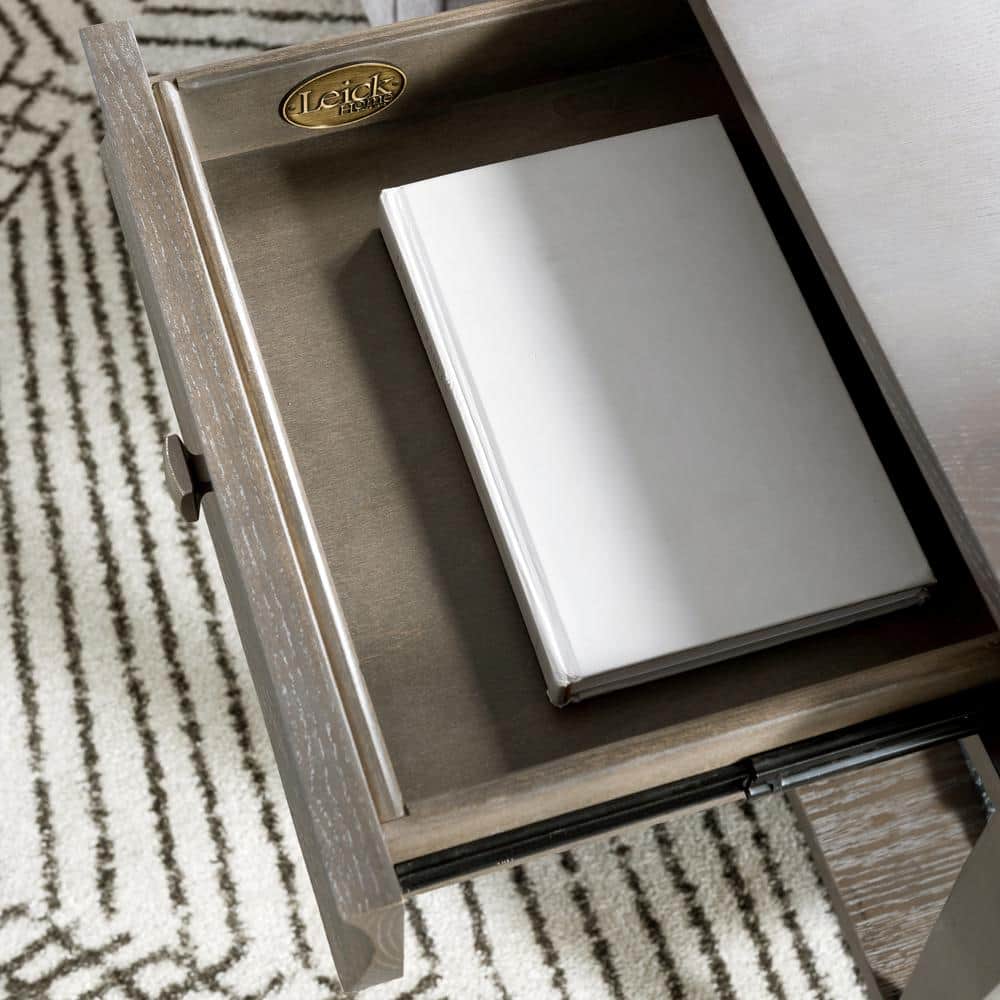 Luna Contemporary Gray Wash Poplar End Table with Storage